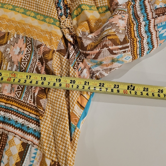 Savanna Jane Womans 1X Yellow Print Top - Picture 4 of 6